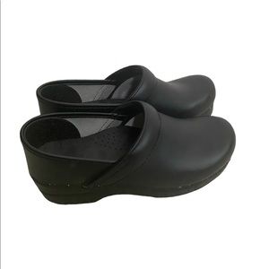 Dansko Black Leather Clogs